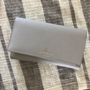 Kate Spade leather trifold wallet - taupe/gray